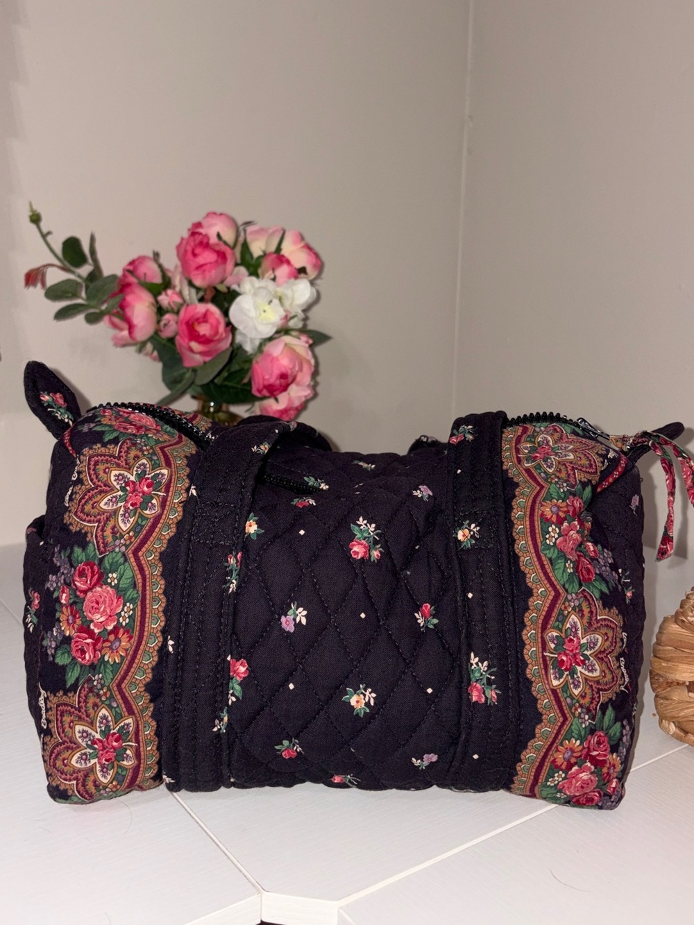 Vera Bradley Petit Point Vintage Mini Duffle Shoulder Bag